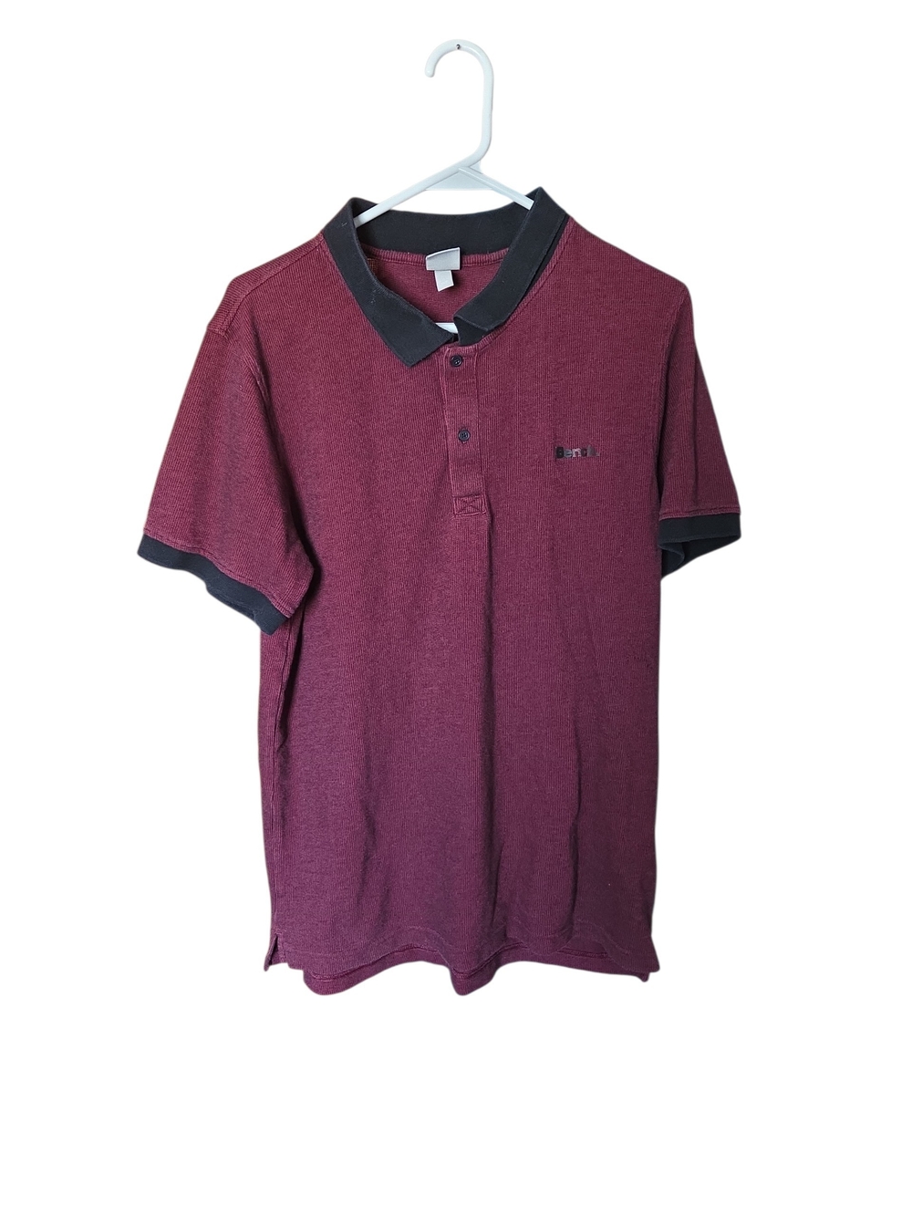 Medium Bench Men's Maroon Polo with Black Trim - Design